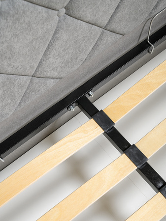 Кровать Марион 160 велюр OCEAN 023 серый с ортопедическим основанием и подъемным механизмом (спальное место 160 х 200)