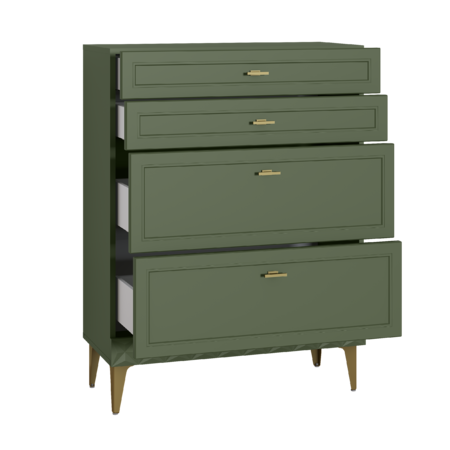 Комод Марион 16.249 дымчатый зеленый K521, олива шагрень AG 1050 ПВХ, белый PE шагрень