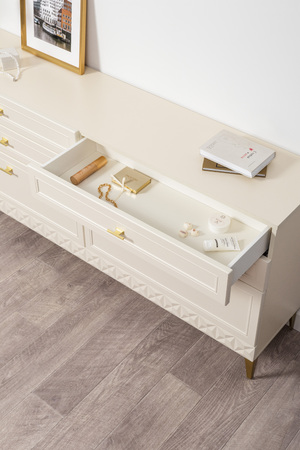 Комод Марион 16.256 Слоновая кость С341 PE, Слоновая кость 6898 ПВХ, Белый PE шагрень