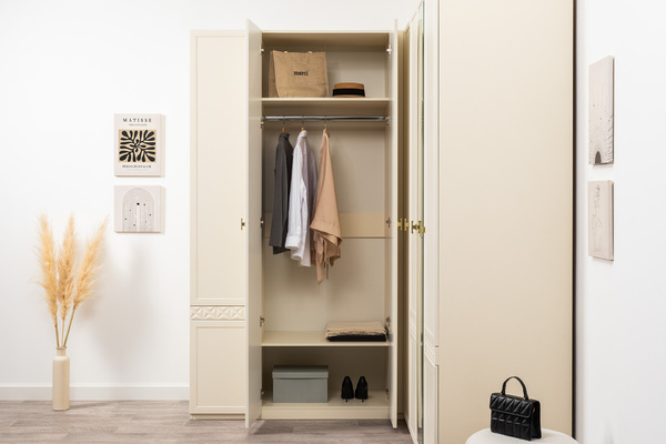 Шкаф двустворчатый Марион 16.340.02 слоновая кость С341 PE, слоновая кость 6898 ПВХ