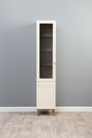 Гостиная Марион композиция 1 слоновая кость С341 PE, слоновая кость 6898 ПВХ, белый PE шагрень (собирается на любую сторону)