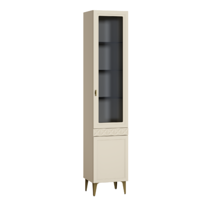 Шкаф-витрина Марион 16.397.01 слоновая кость С341 PE, слоновая кость 6898 ПВХ (собирается на любую сторону)