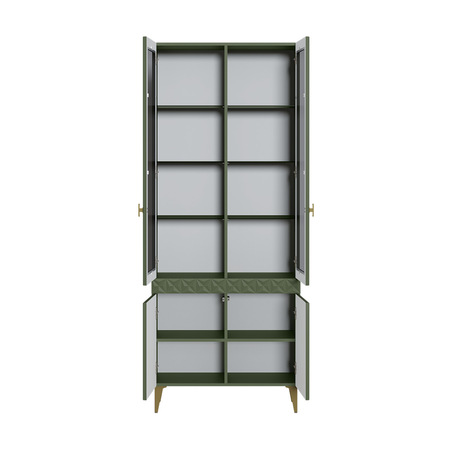 Шкаф-витрина Марион 16.397.02 дымчатый зеленый K521, олива шагрень AG 1050 ПВХ