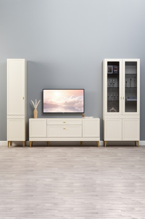 Шкаф-витрина Марион 16.397.02 слоновая кость С341 PE, слоновая кость 6898 ПВХ