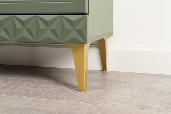 Гостиная Марион композиция 2 дымчатый зеленый K521, олива шагрень AG 1050 ПВХ, белый PE шагрень (собирается на любую сторону)