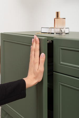 Тумба Марион 16.167 дымчатый зеленый K521, олива шагрень AG 1050 ПВХ, белый PE шагрень