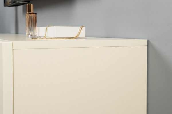 Гостиная Марион композиция 1 слоновая кость С341 PE, слоновая кость 6898 ПВХ, белый PE шагрень (собирается на любую сторону)