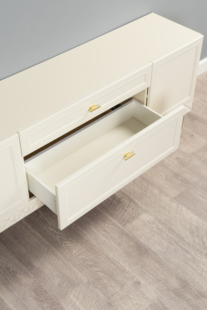 Гостиная Марион композиция 3 слоновая кость С341 PE, слоновая кость 6898 ПВХ, белый PE шагрень (собирается на любую сторону)